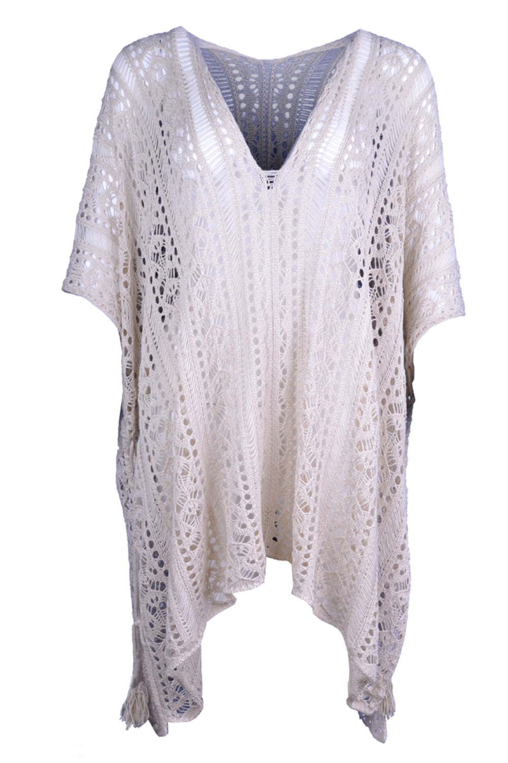 Cutout V-Neck Cover-Up with Tassel